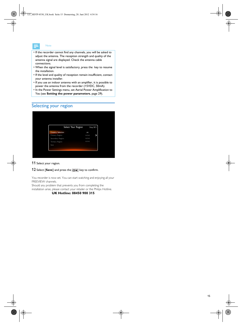 Selecting your region | Philips HDTP 8540 User Manual | Page 15 / 40