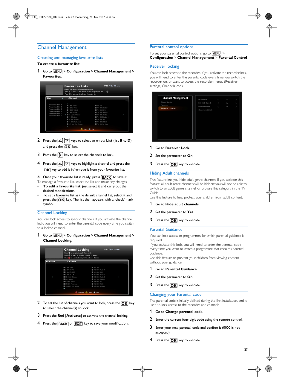 Channel management | Philips HDTP 8540 User Manual | Page 27 / 40