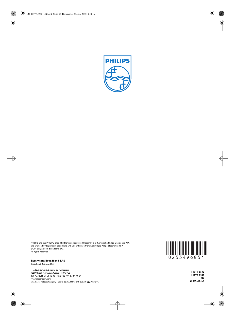 Philips HDTP 8540 User Manual | Page 40 / 40