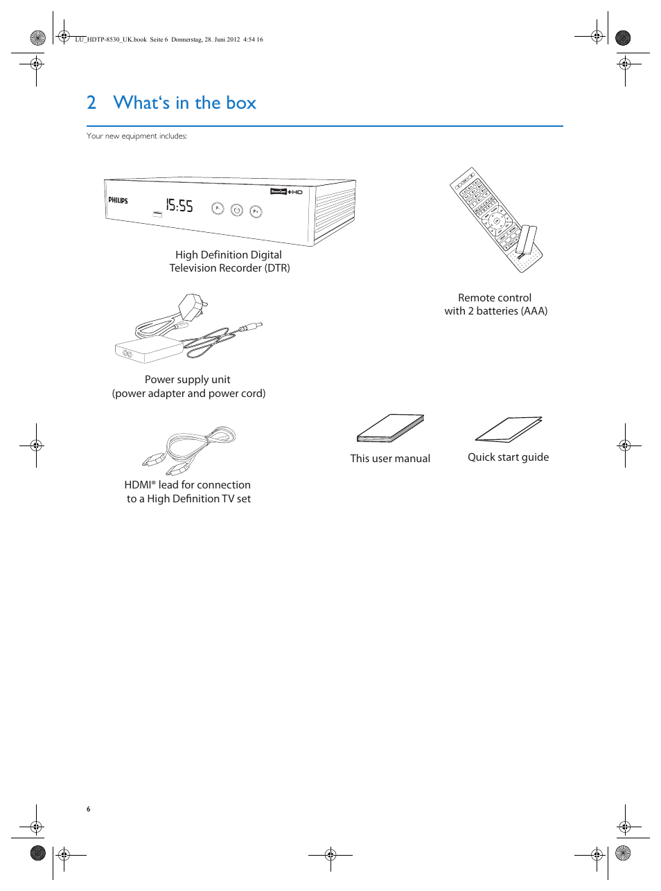 2 what‘s in the box, What‘s in the box | Philips HDTP 8540 User Manual | Page 6 / 40