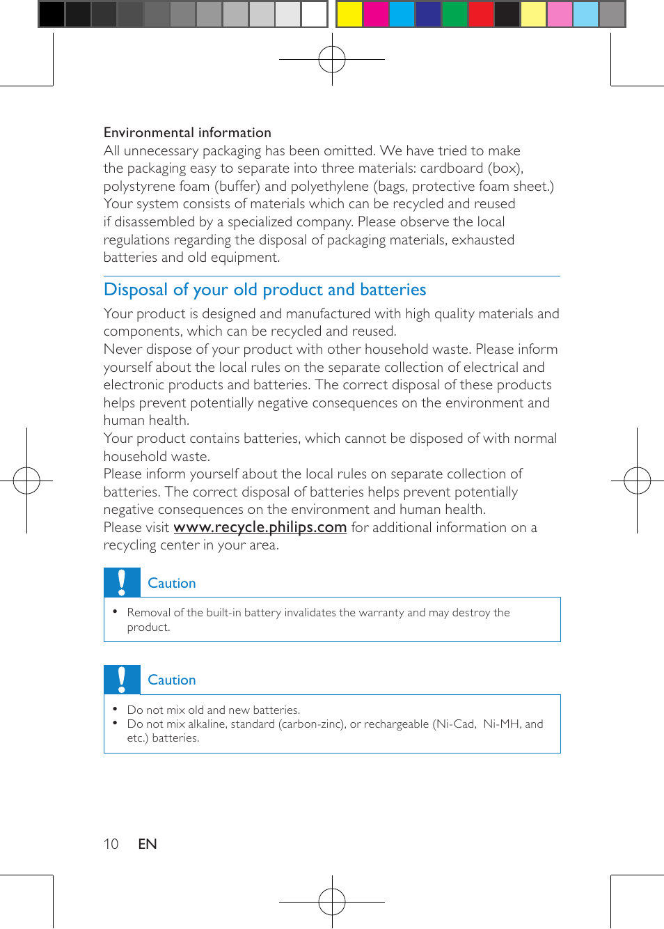 Disposal of your old product and batteries | Philips PD703/37 User Manual | Page 12 / 24