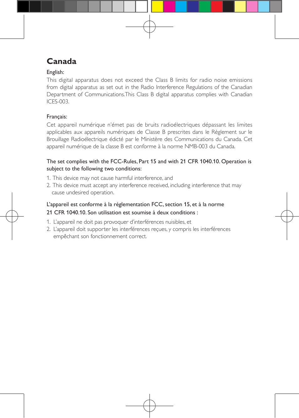 Canada | Philips PD703/37 User Manual | Page 3 / 24