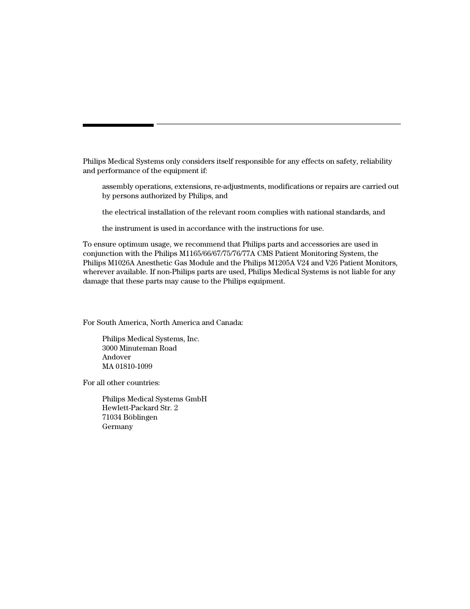 Responsibility of the manufacturer, Manufacturer´s address | Philips V24CT User Manual | Page 11 / 392