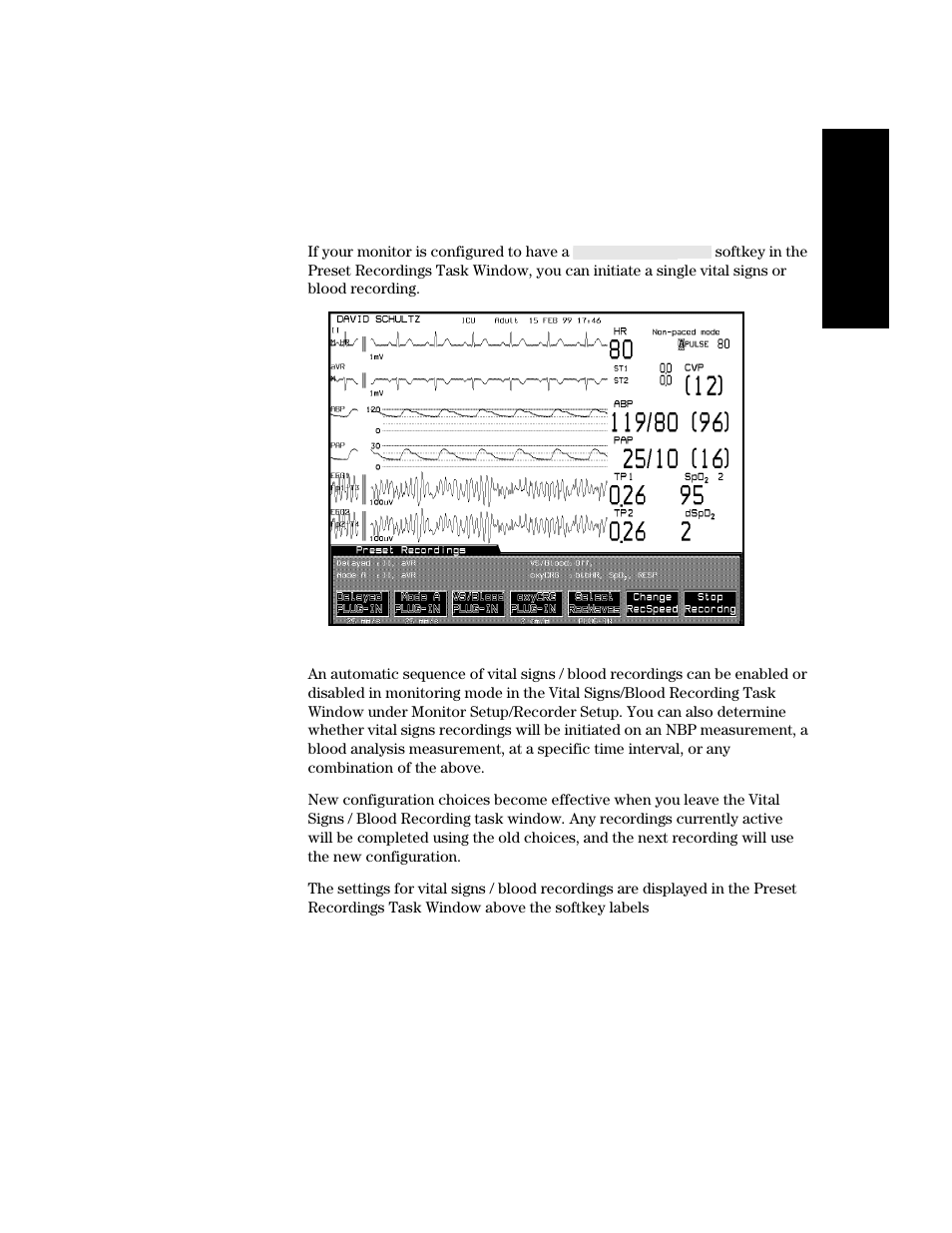 Making a single vital signs/blood recording | Philips V24CT User Manual | Page 199 / 392