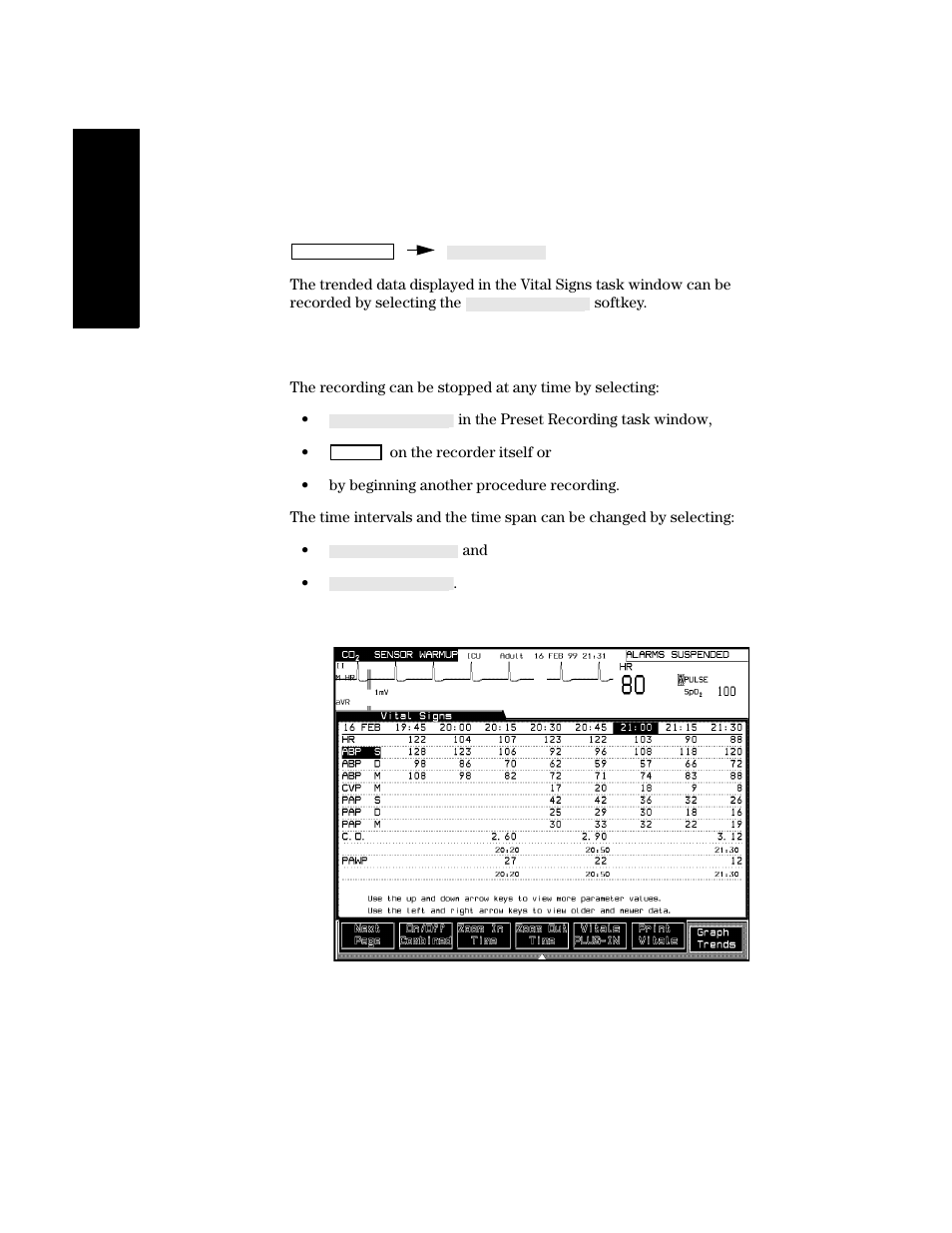Making trended vital signs recordings, Making trended vital signs recordings -32 | Philips V24CT User Manual | Page 204 / 392