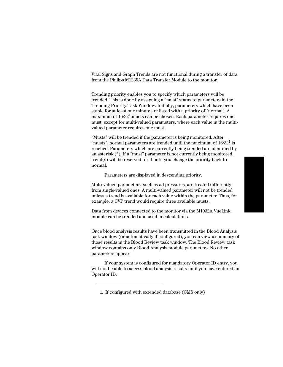 Trending priority, Viewing blood measurements, Trending priority -5 viewing blood measurements -5 | Philips V24CT User Manual | Page 243 / 392