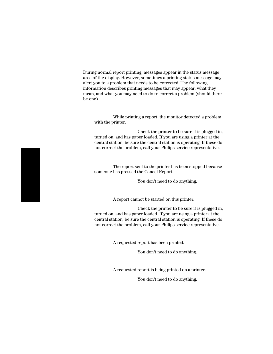 What to do if your report does not print, What to do if your report does not print -30 | Philips V24CT User Manual | Page 268 / 392