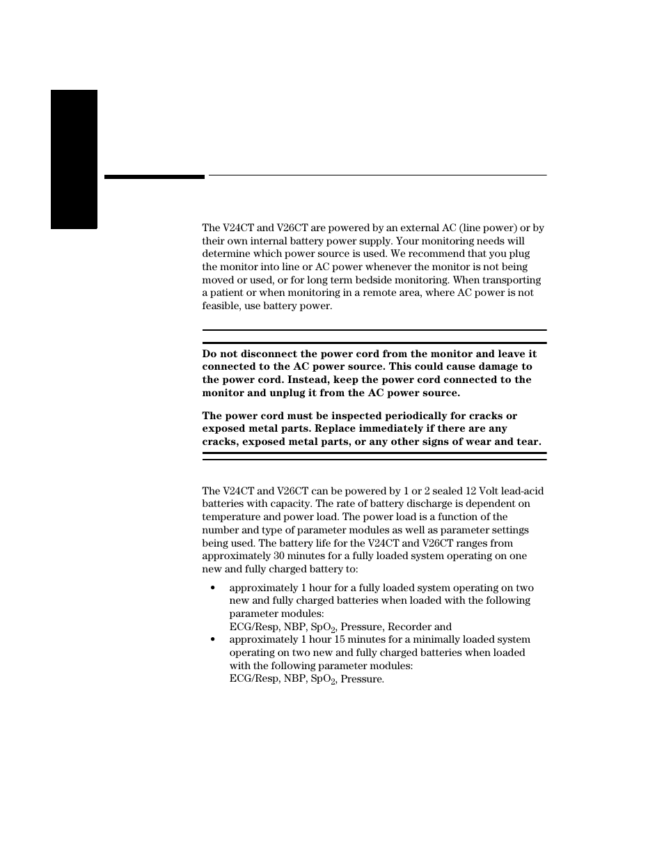 V26ct/v24ct power supply, Battery power supply, V26ct/v24ct power supply -14 | Battery power supply -14 | Philips V24CT User Manual | Page 36 / 392