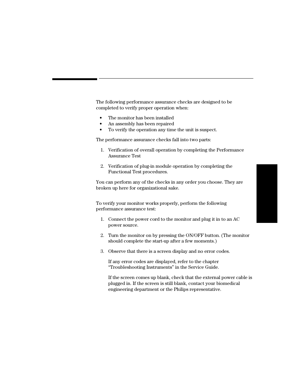 Performance assurance checks, Performanc e assurance test, Performance assurance checks -11 | Performance assurance test -11 | Philips V24CT User Manual | Page 377 / 392
