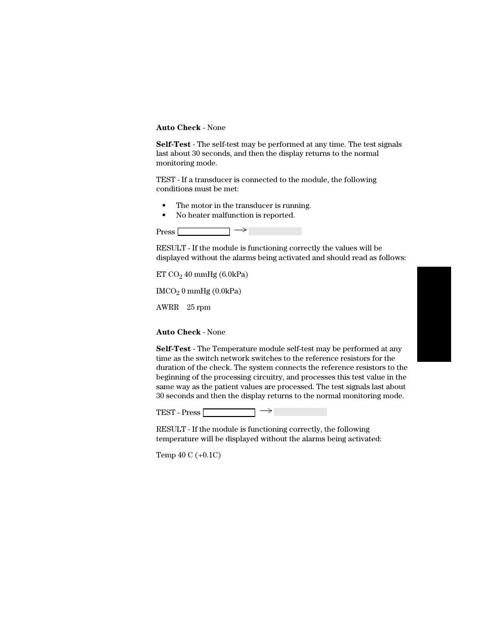 Performing the co2 module self- test, Performing the temperature module self- test | Philips V24CT User Manual | Page 385 / 392