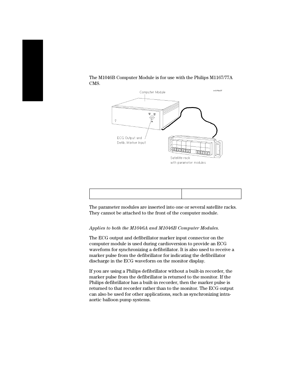 M1046b computer module, Ecg output and defibrillator marker input, M1046b computer module -34 | Ecg output and defibrillator marker input -34 | Philips V24CT User Manual | Page 56 / 392