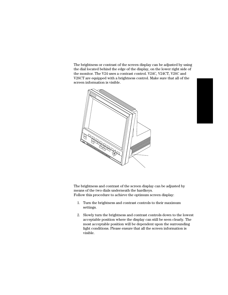 Adjusting screen contrast, Adjusting screen contrast -7 | Philips V24CT User Manual | Page 69 / 392