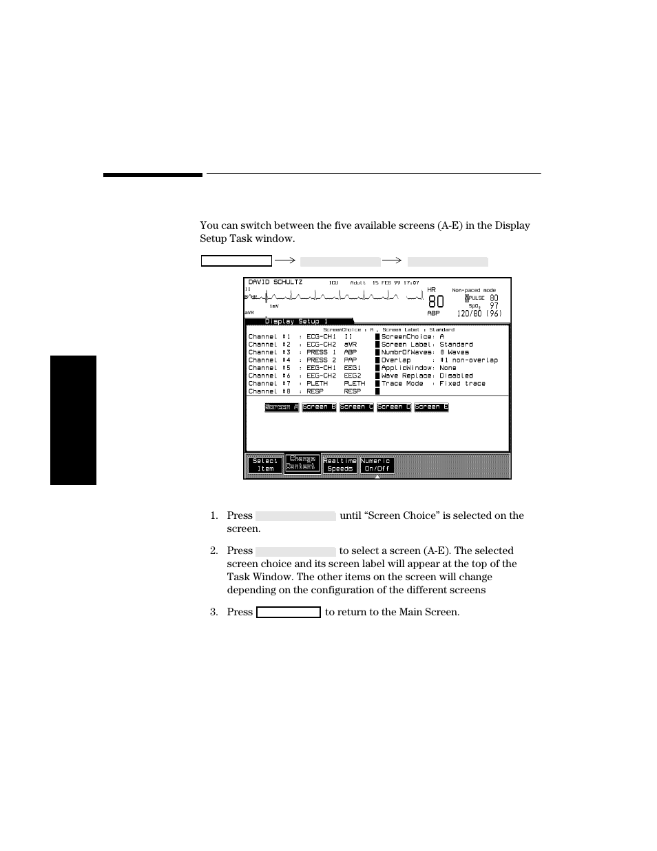 Selecting a screen, Procedure, Selecting a screen -10 | Procedure -10 | Philips V24CT User Manual | Page 84 / 392