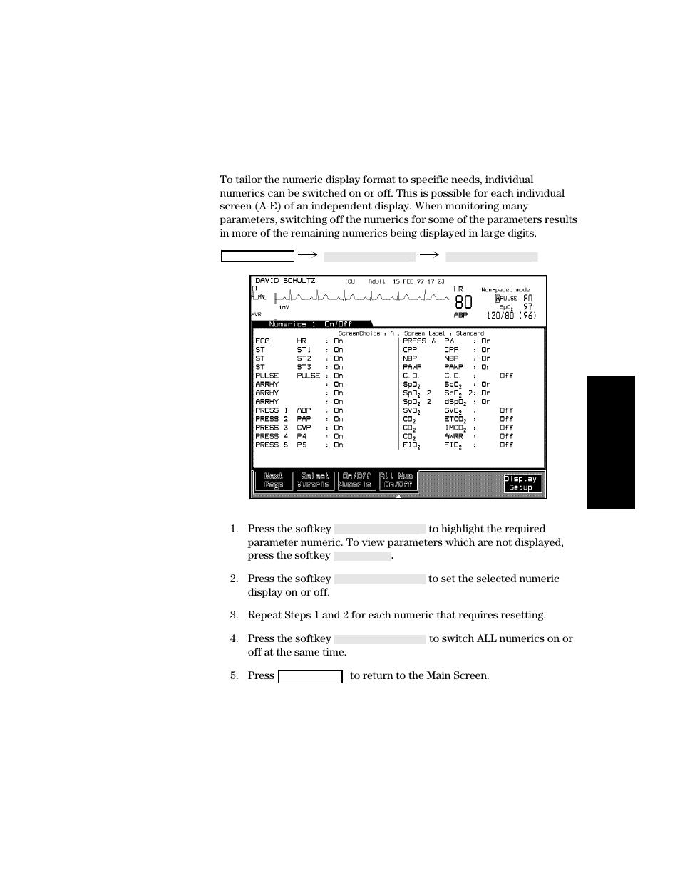 Numerics on/off, Numerics on/off -17 | Philips V24CT User Manual | Page 91 / 392