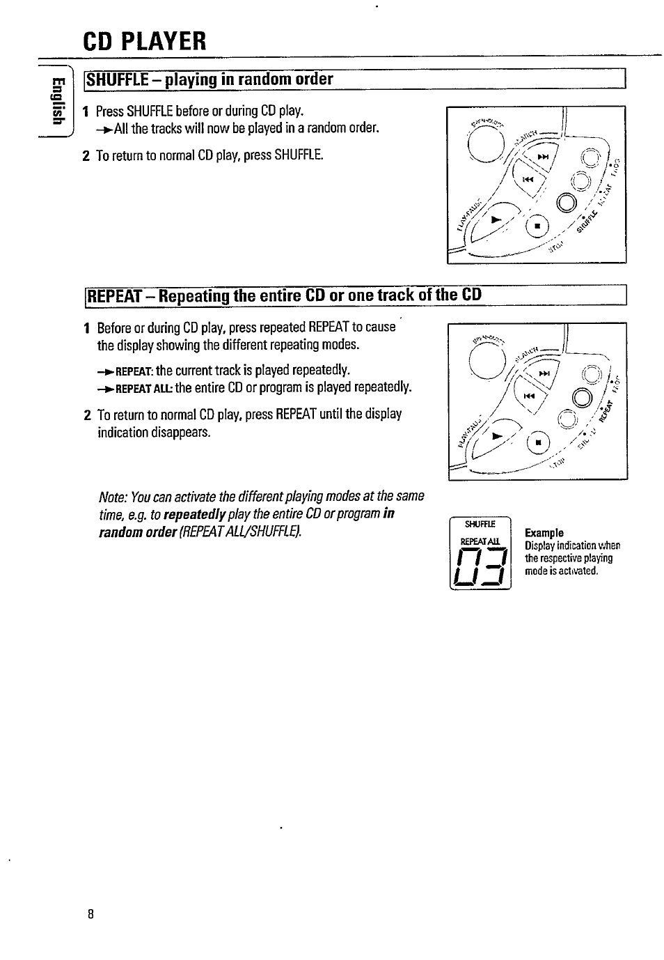 Cd player, Shuffle - playing in random order | Philips AZ8061 User Manual | Page 8 / 16