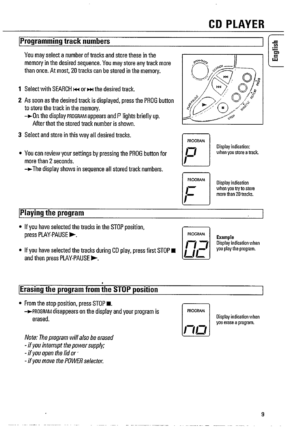 Cd player | Philips AZ8061 User Manual | Page 9 / 16