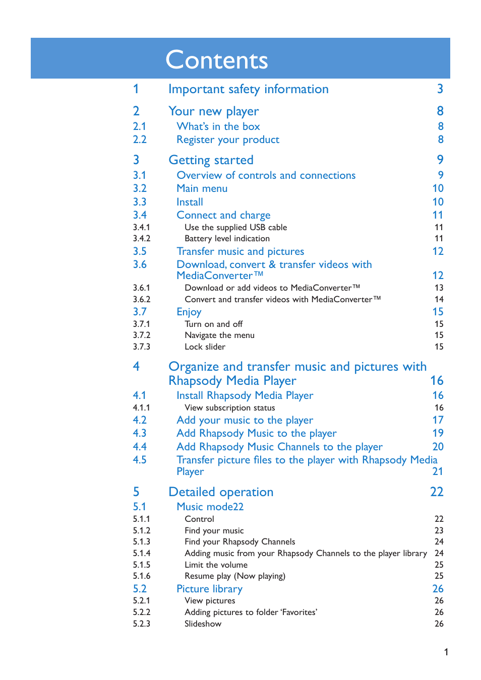 Philips SA5295 User Manual | Page 3 / 42