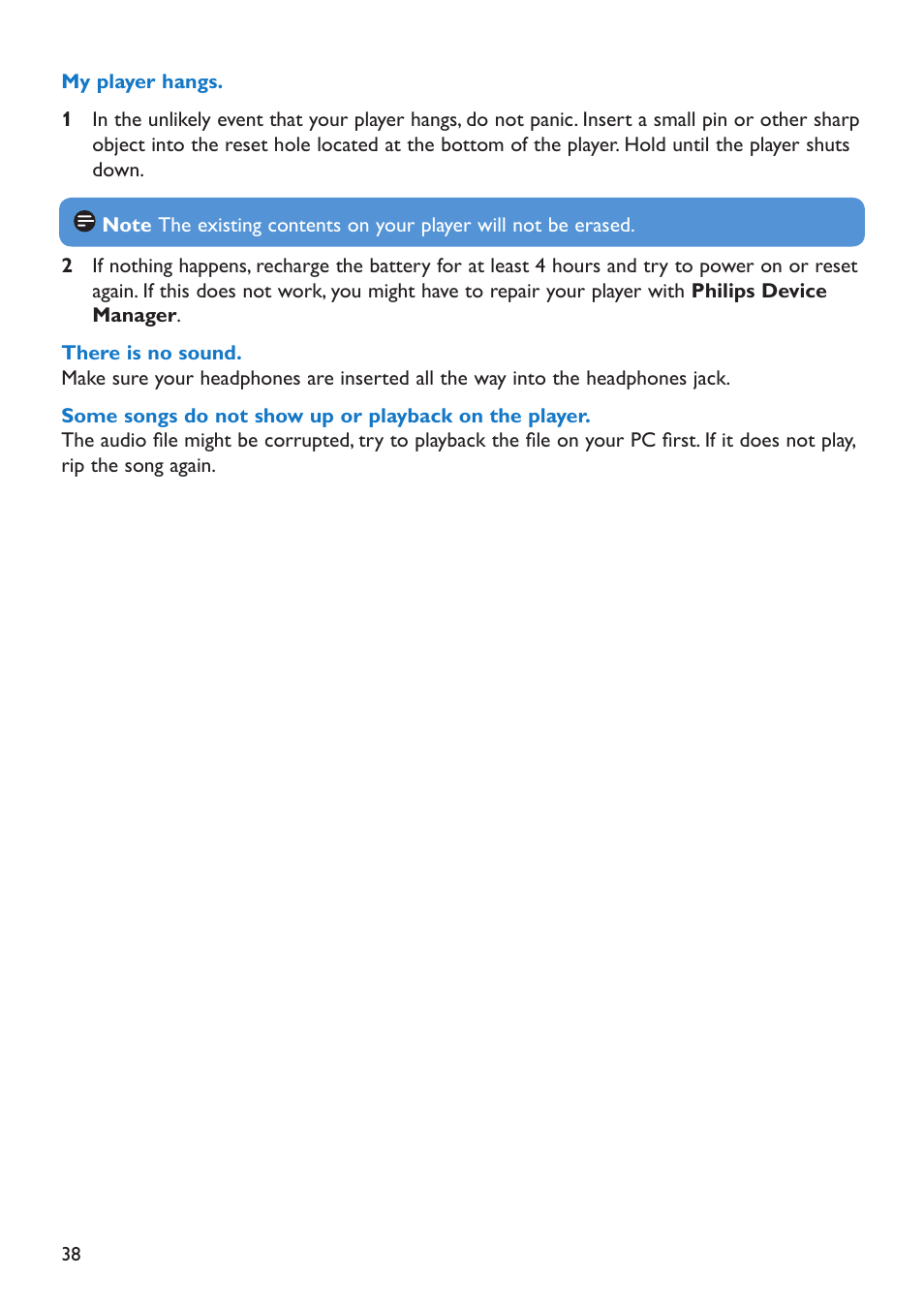 Philips SA5295 User Manual | Page 40 / 42