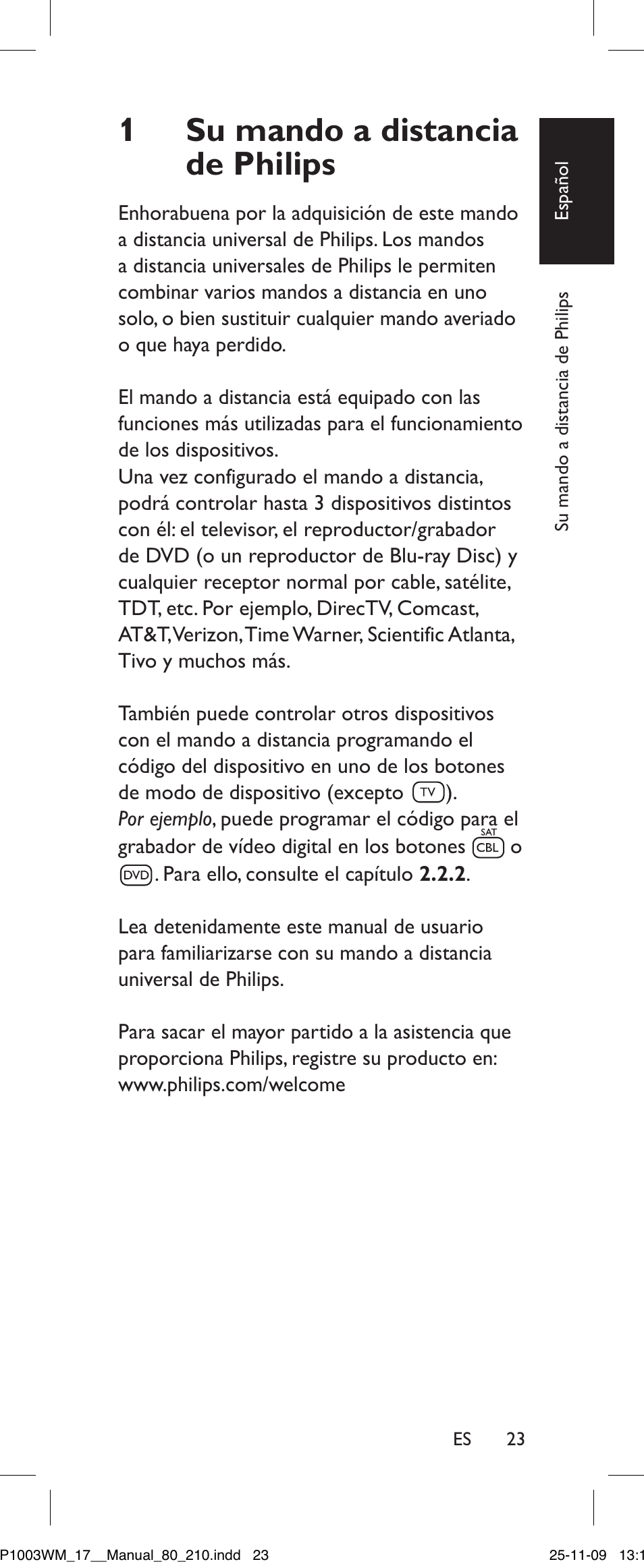 Su mando a distancia de philips | Philips SRP1003WM/17 User Manual | Page 23 / 40