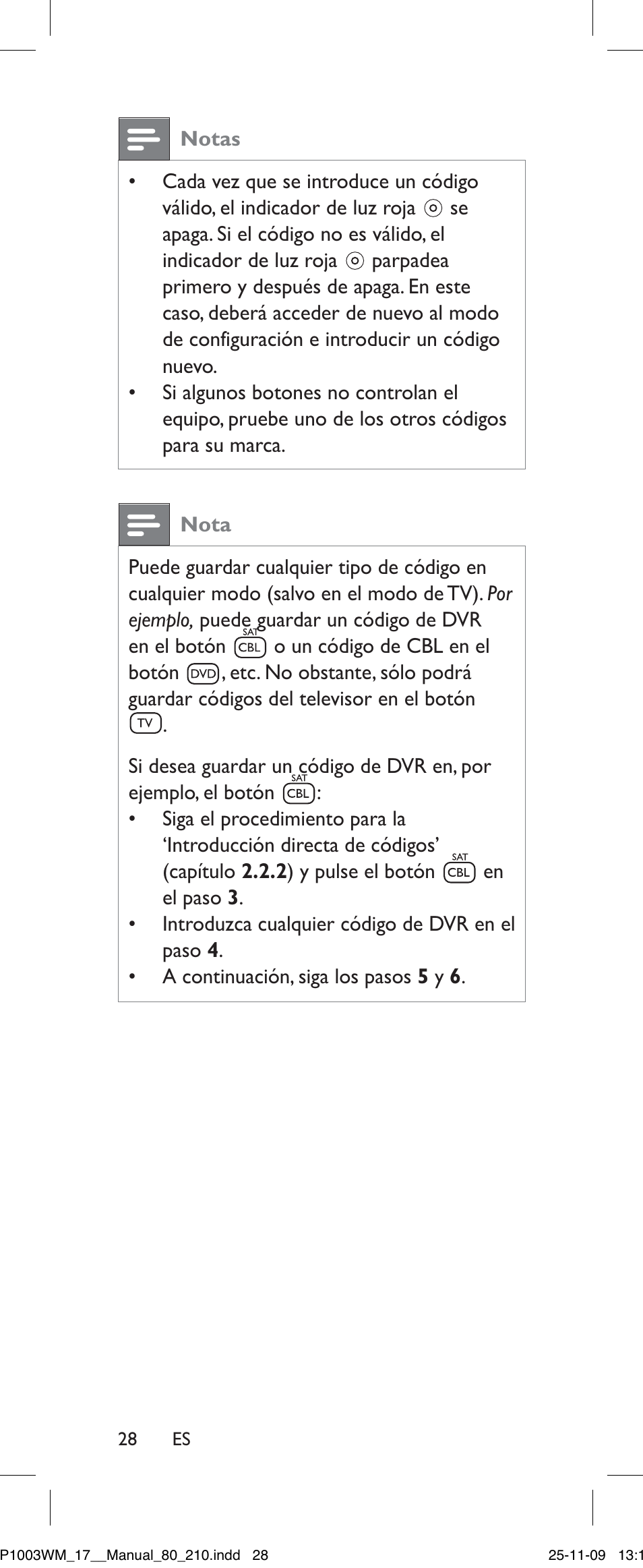 Notas, Nota | Philips SRP1003WM/17 User Manual | Page 28 / 40