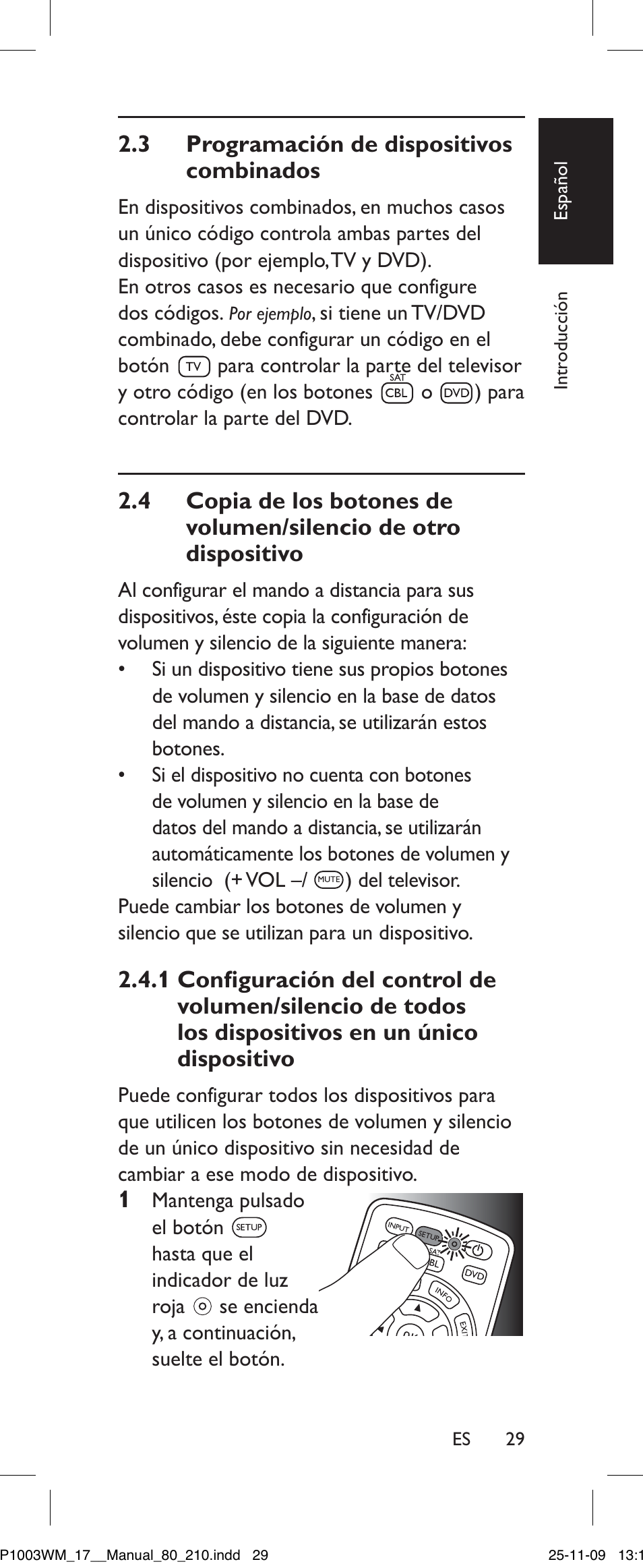 3 programación de dispositivos combinados | Philips SRP1003WM/17 User Manual | Page 29 / 40