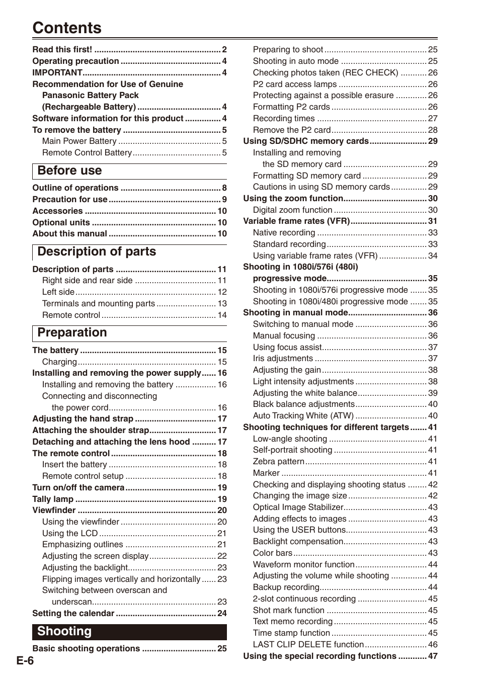 Philips SD AG-HPX171E User Manual | Page 6 / 131