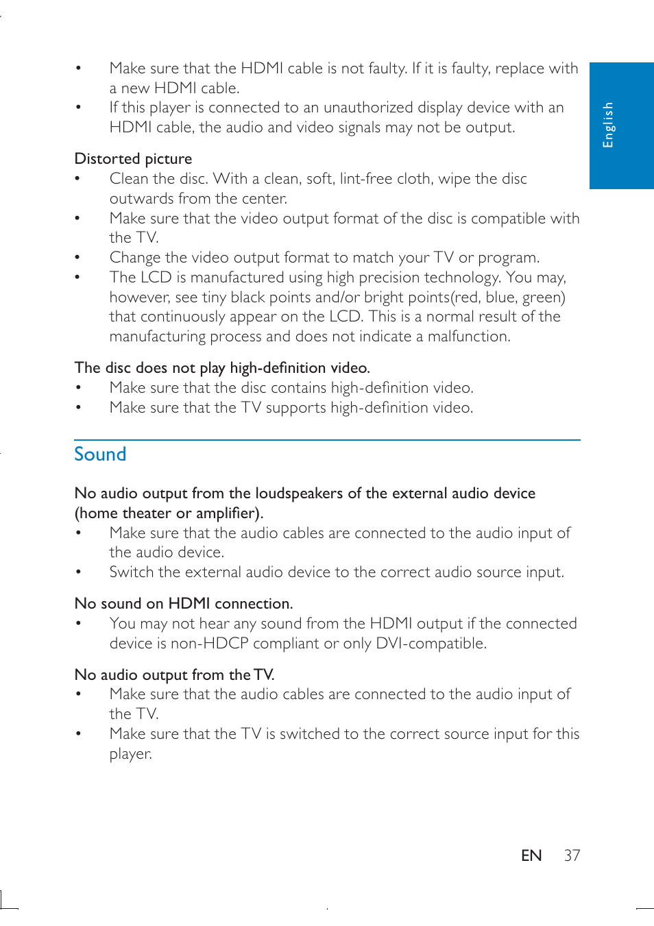 Sound | Philips PB9011 User Manual | Page 38 / 41