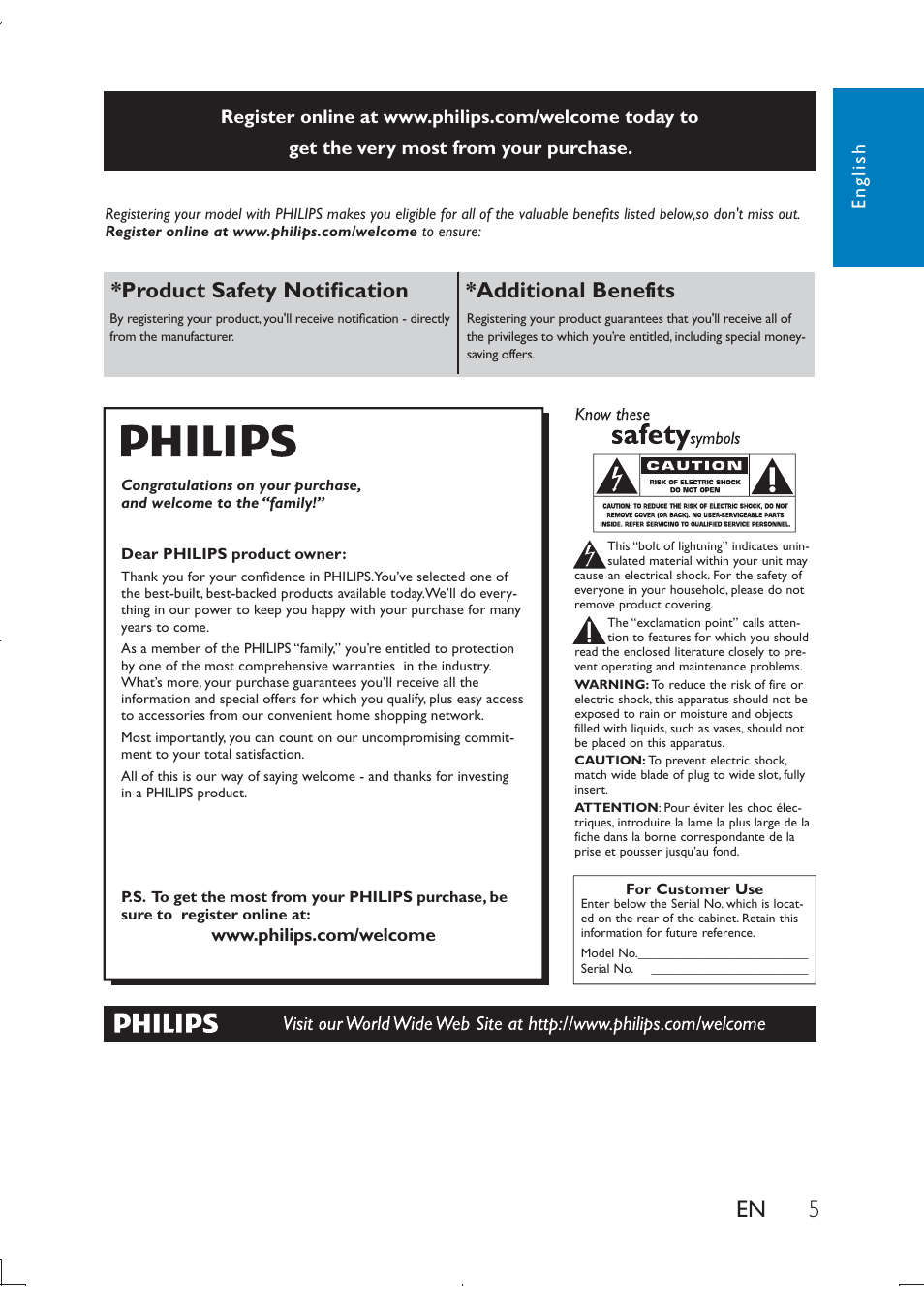 Product safety notiﬁcation *additional benefits | Philips PB9011 User Manual | Page 6 / 41