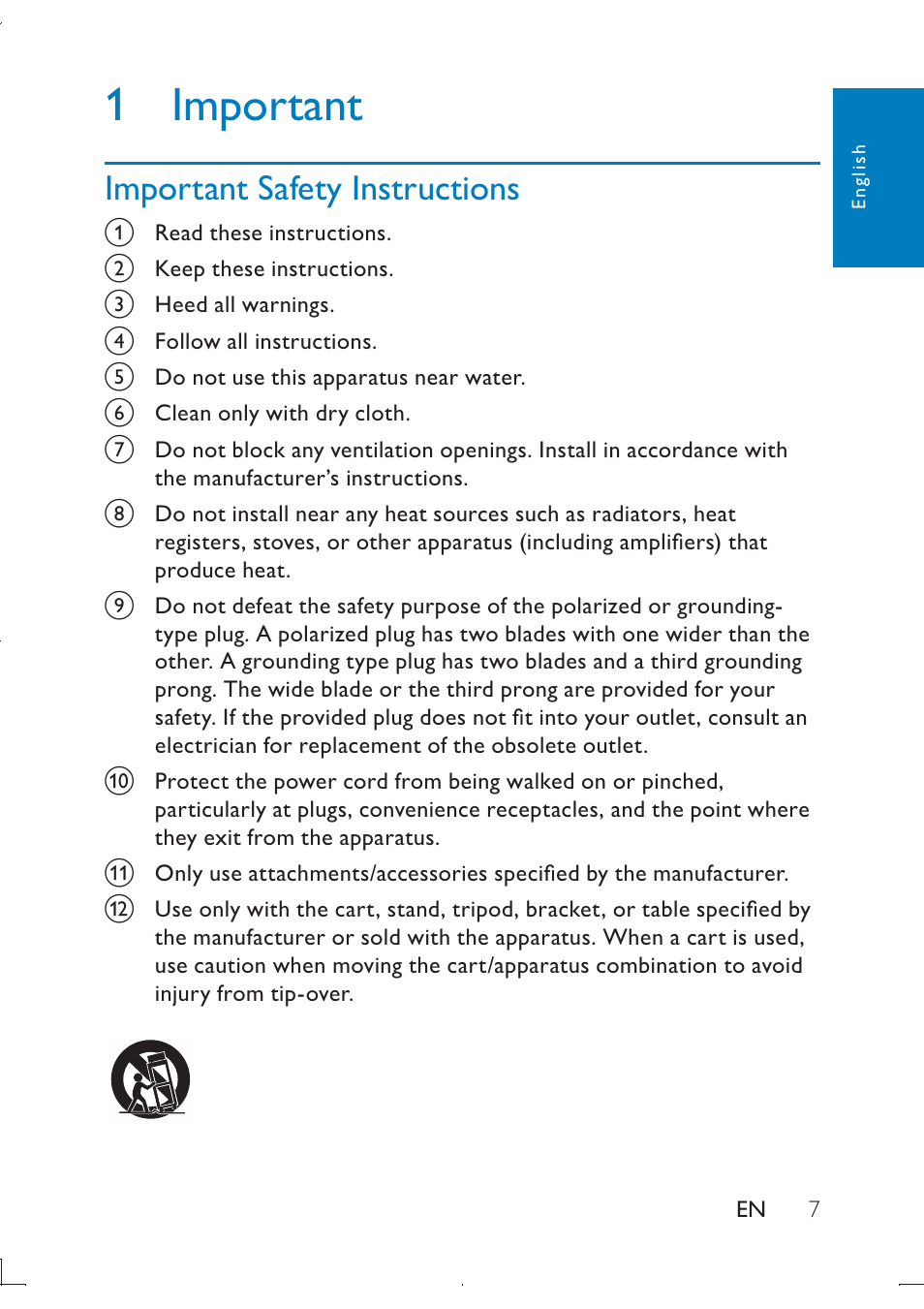 1 important | Philips PB9011 User Manual | Page 8 / 41