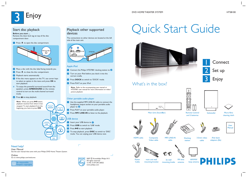 Philips HTS81OO User Manual | 2 pages