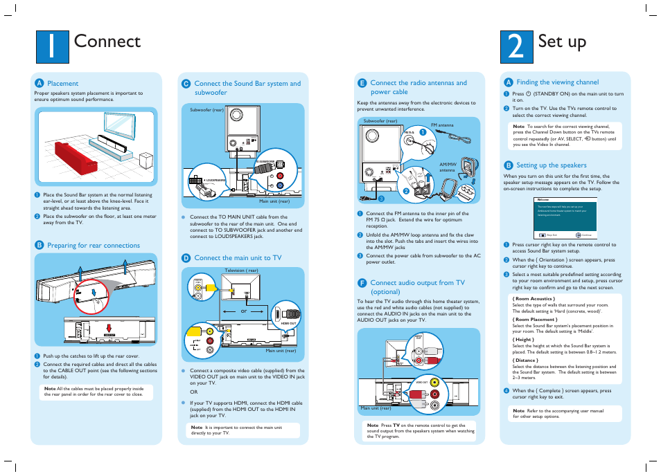 Connect, Set up, Video in (cvbs) | Philips HTS81OO User Manual | Page 2 / 2