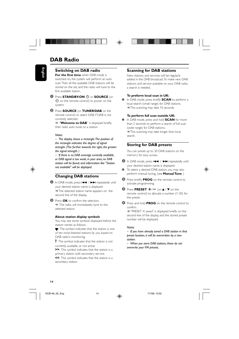 Dab radio | Philips DCB146 User Manual | Page 14 / 25
