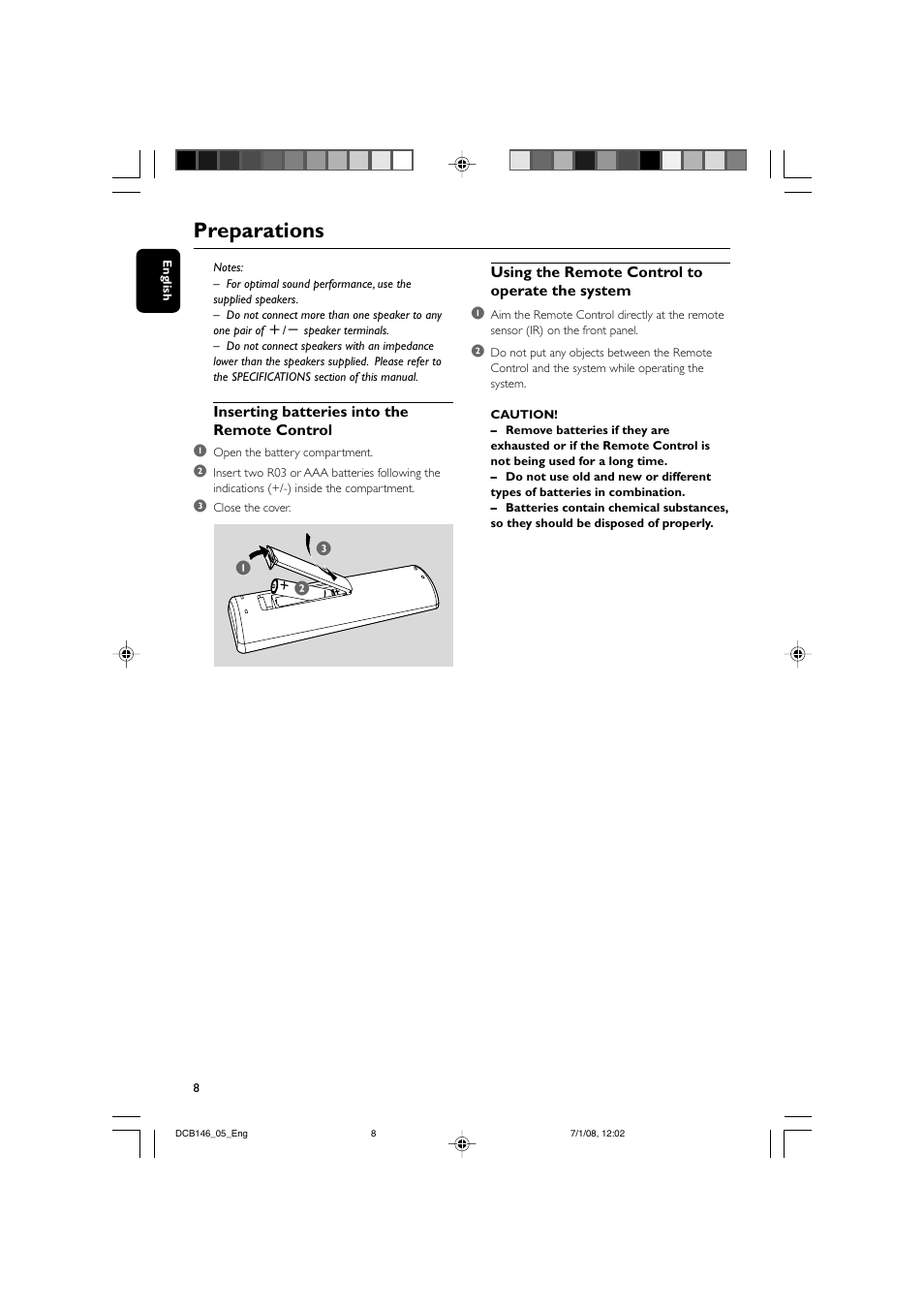 Preparations | Philips DCB146 User Manual | Page 8 / 25