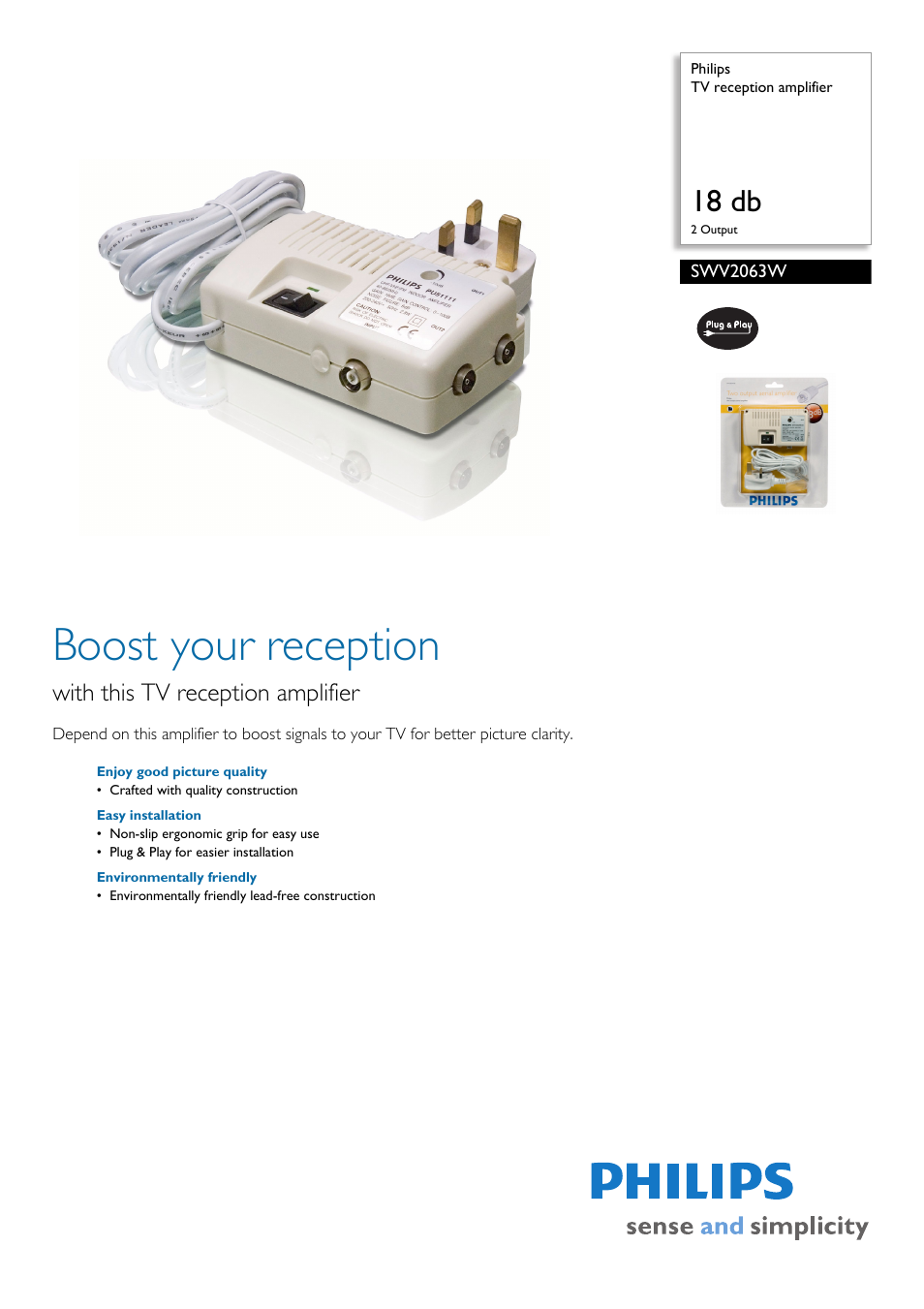 Philips SWV2063W/05 User Manual | 2 pages