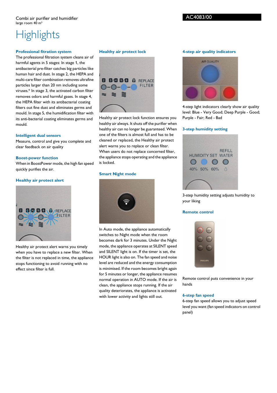 Highlights | Philips AC4083/00 User Manual | Page 2 / 3