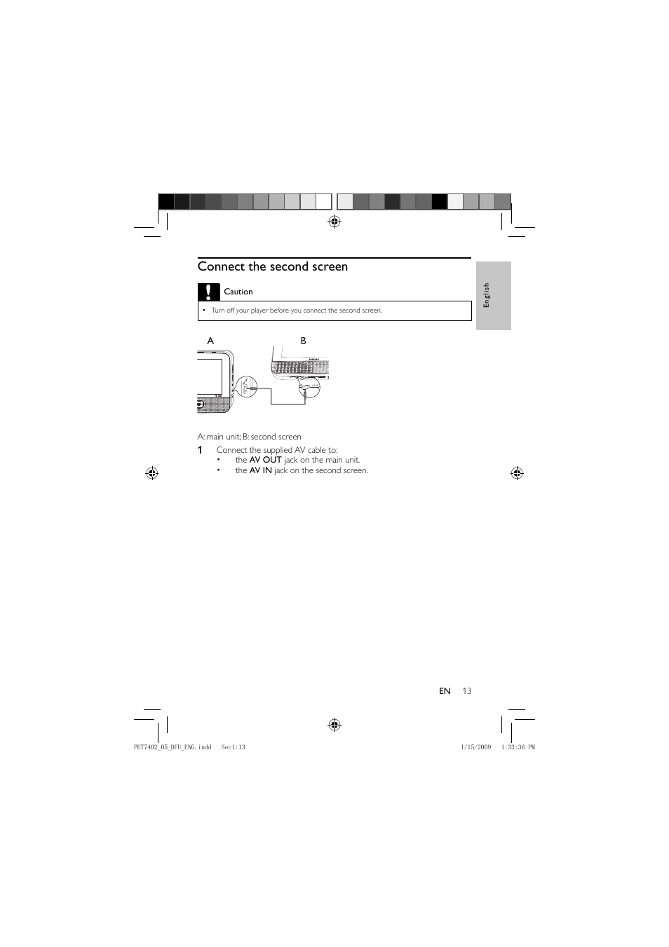 Connect the second screen | Philips PET7402/05 User Manual | Page 12 / 22