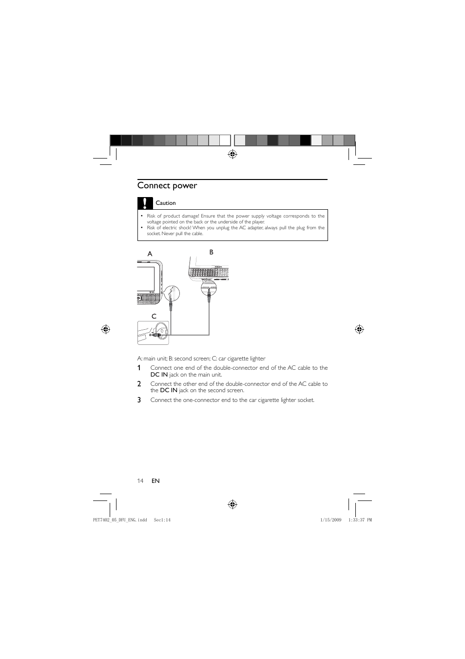 Connect power | Philips PET7402/05 User Manual | Page 13 / 22