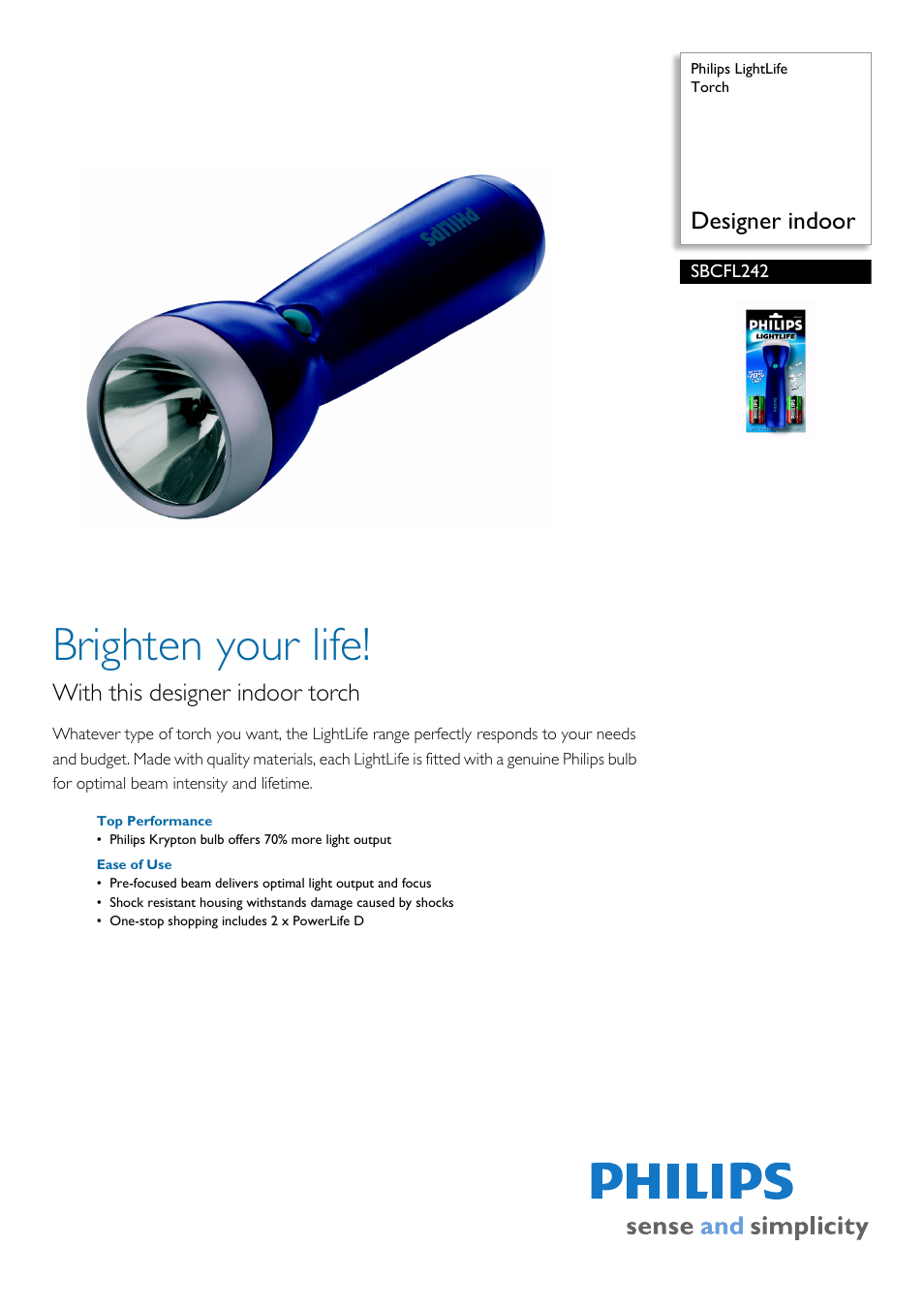 Philips SBCFL242 User Manual | 2 pages