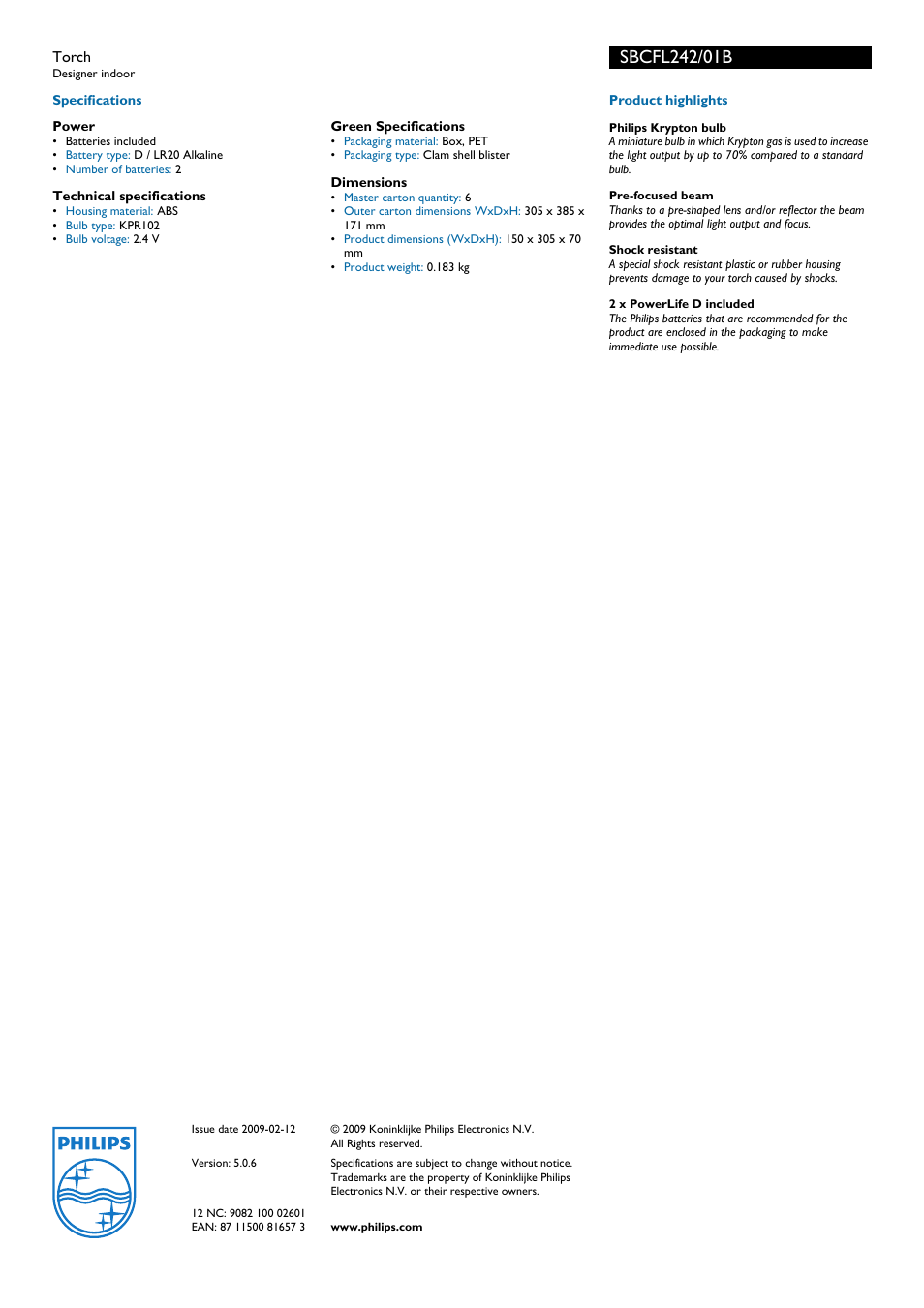 Philips SBCFL242 User Manual | Page 2 / 2