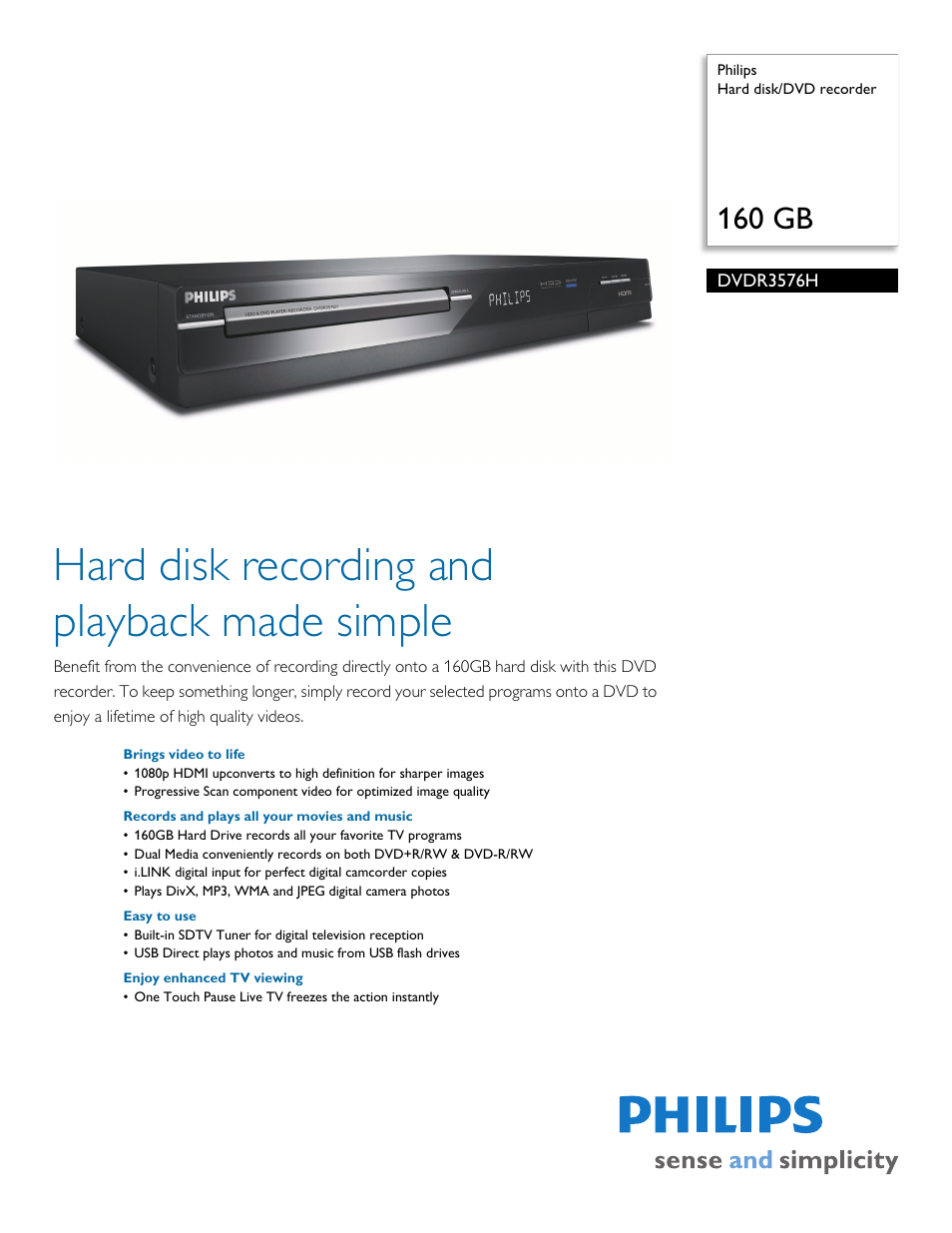 Philips DVDR3576H User Manual | 3 pages
