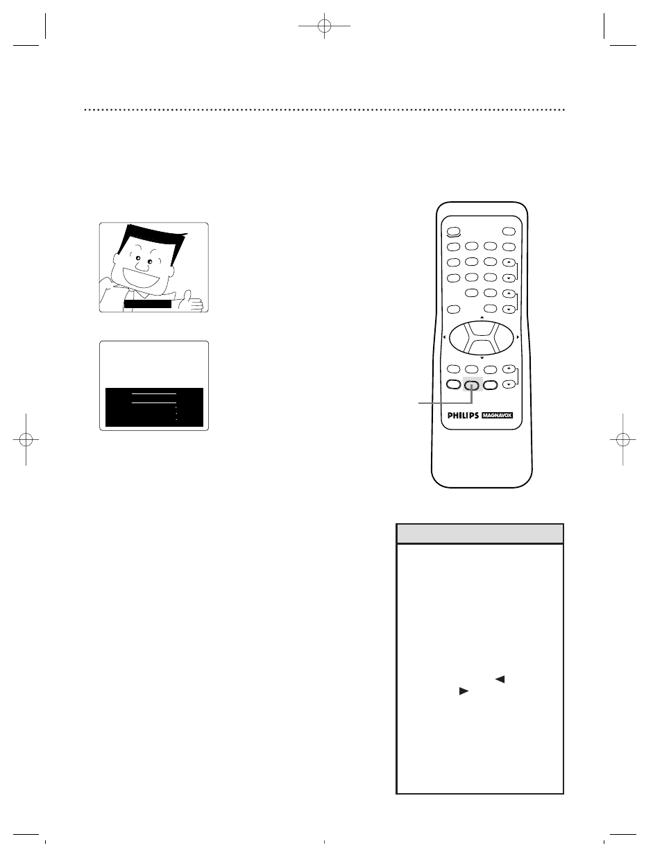 Closed caption (cont’d) 39, Helpful hints, Standard closed captions half-screen text | Philips CCZ191AT User Manual | Page 39 / 52