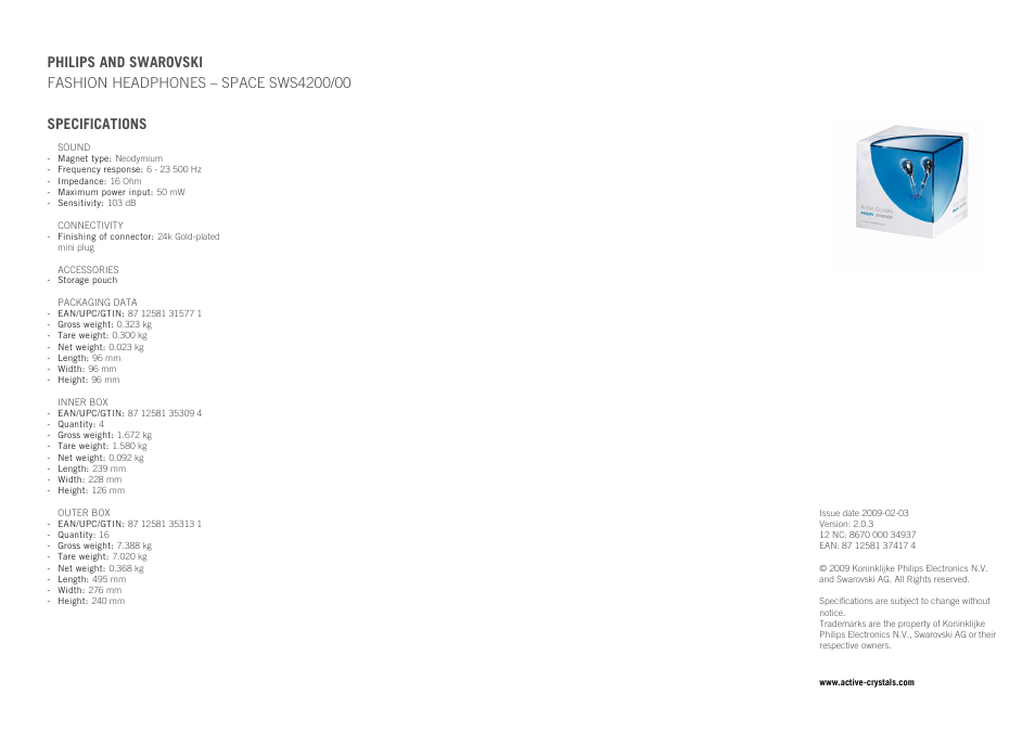 Philips SPACE SWS4200/00 User Manual | Page 2 / 2