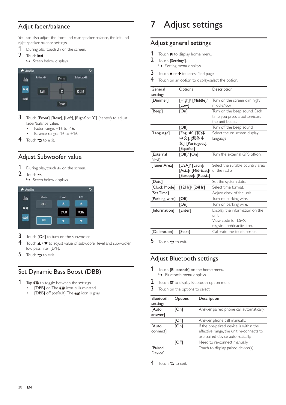 7 adjust settings | Philips CED1700 User Manual | Page 20 / 25