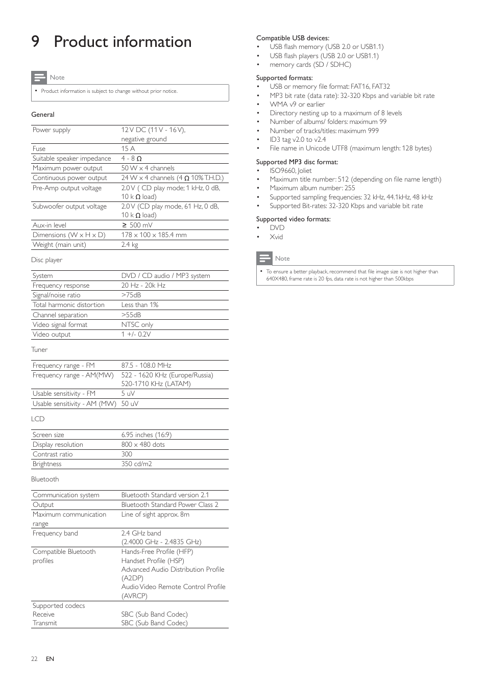 9 product information | Philips CED1700 User Manual | Page 22 / 25