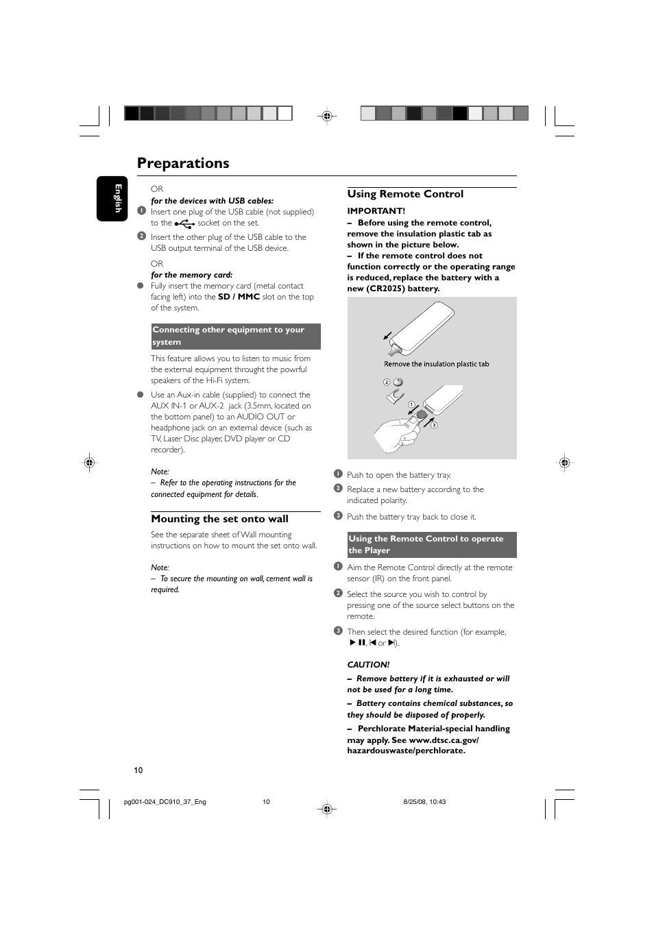 Preparations | Philips DC910 User Manual | Page 10 / 25