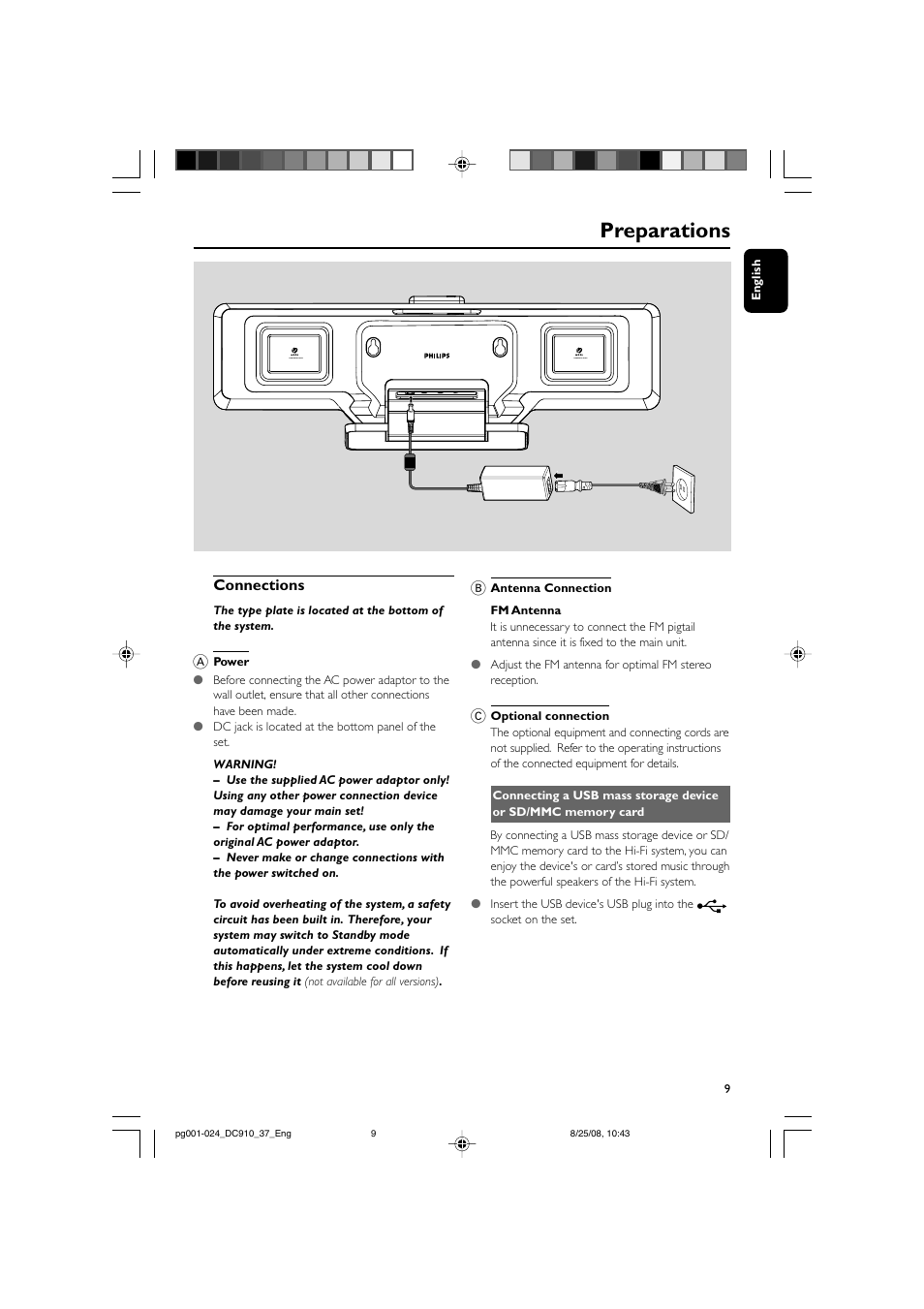 Preparations | Philips DC910 User Manual | Page 9 / 25