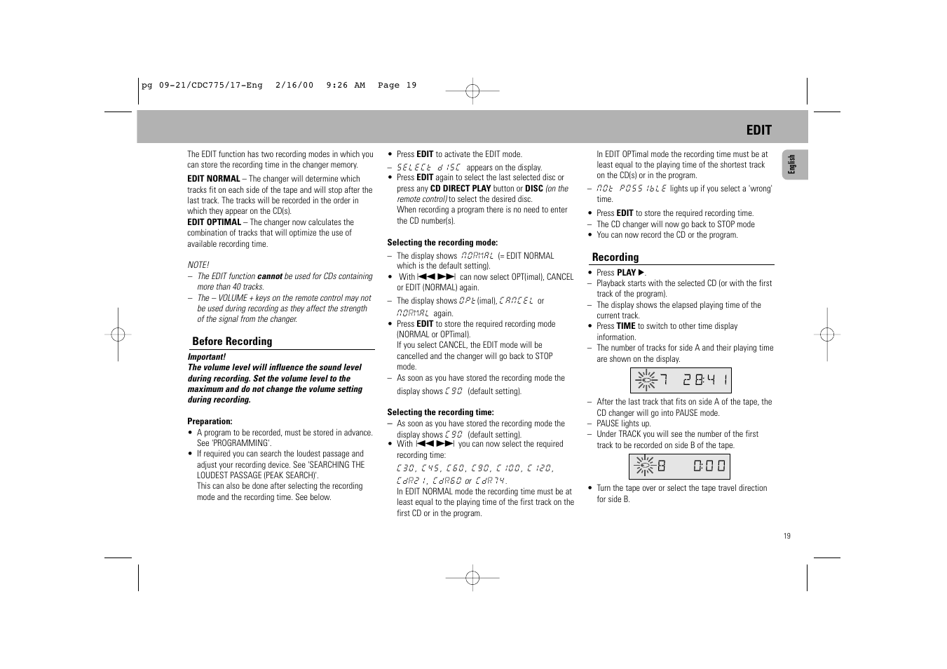 Edit | Philips CDC775BK User Manual | Page 11 / 13