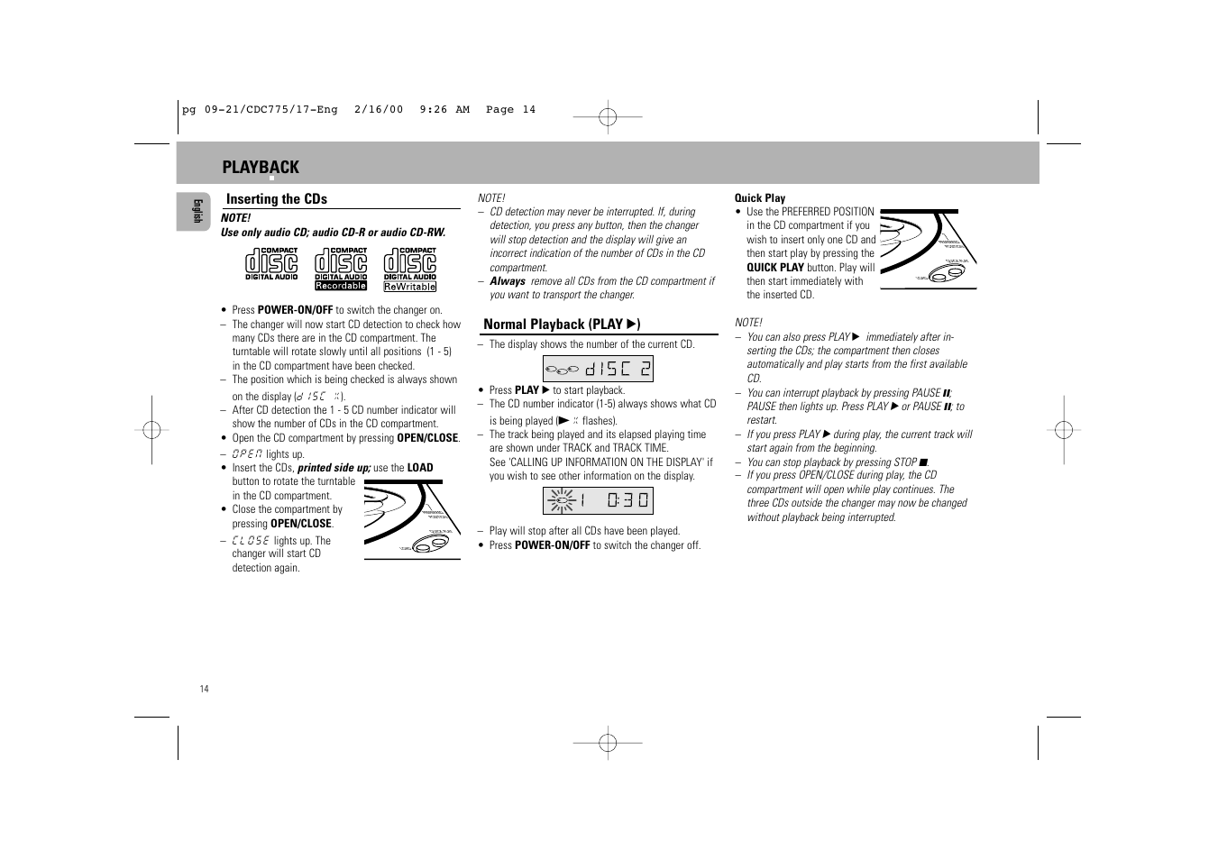 Playback | Philips CDC775BK User Manual | Page 6 / 13