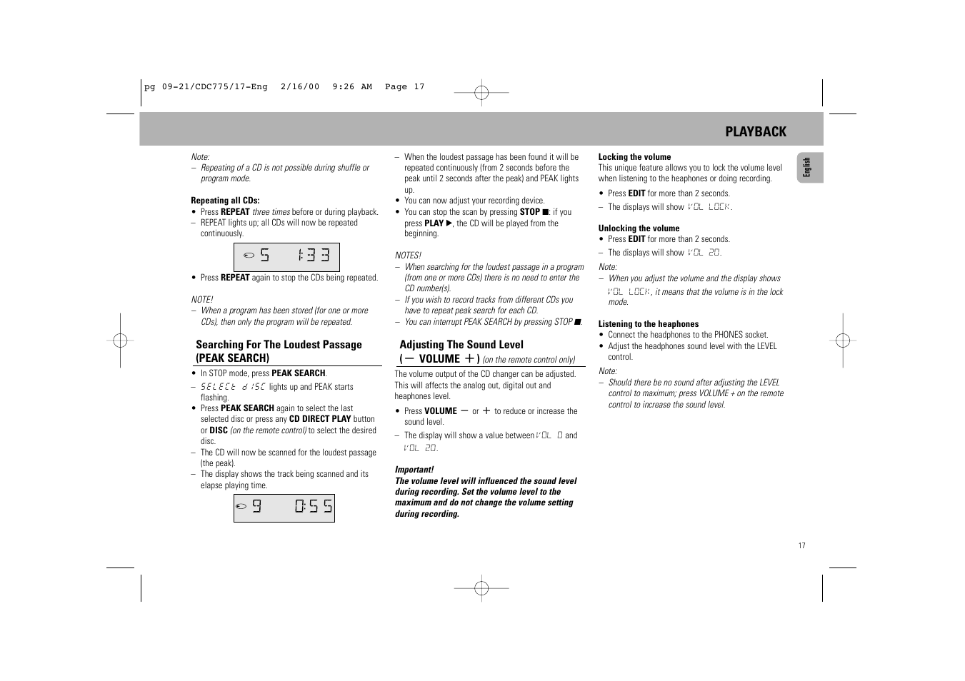 Playback | Philips CDC775BK User Manual | Page 9 / 13