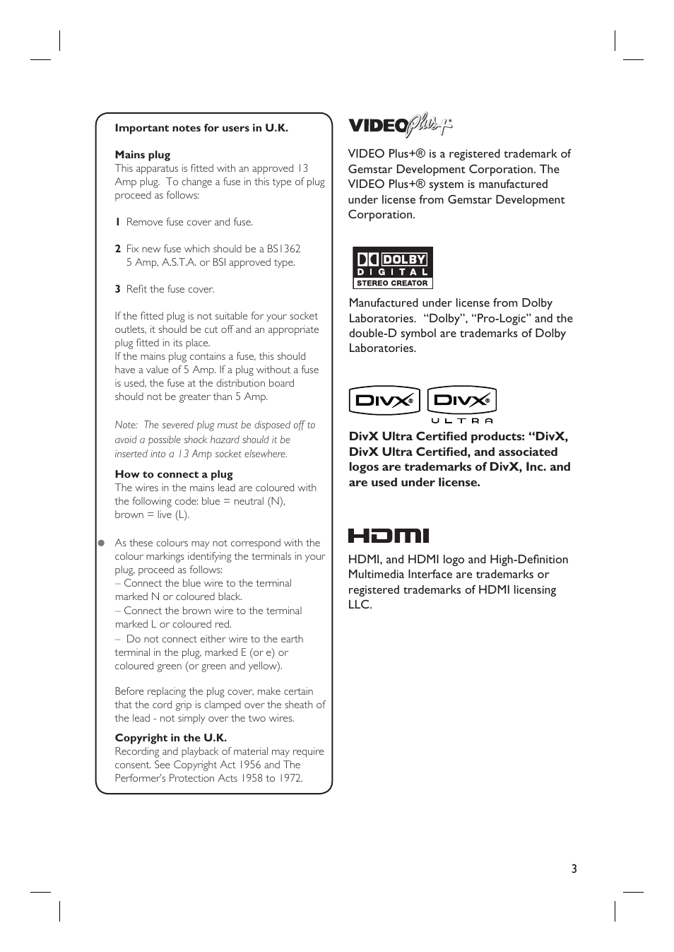 Philips DVDR3597H User Manual | Page 3 / 104